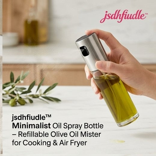 jsdhfiudle™ Minimalist Oil Spray Bottle – Refillable Olive Oil Mister for Cooking & Air Fryer