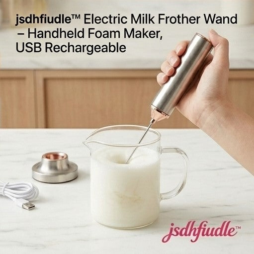jsdhfiudle™ Electric Milk Frother Wand – Handheld Coffee Foam Maker USB