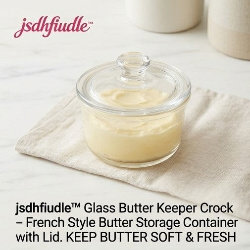 jsdhfiudle™ Glass Butter Keeper Crock – French Style Butter Storage Container